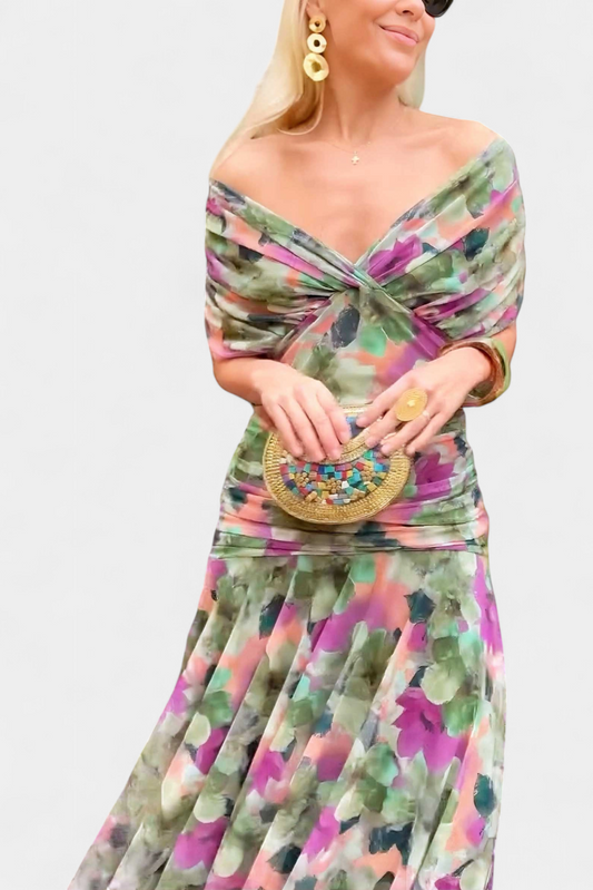 Magda Summer Floral V-Neck Maxi Dress