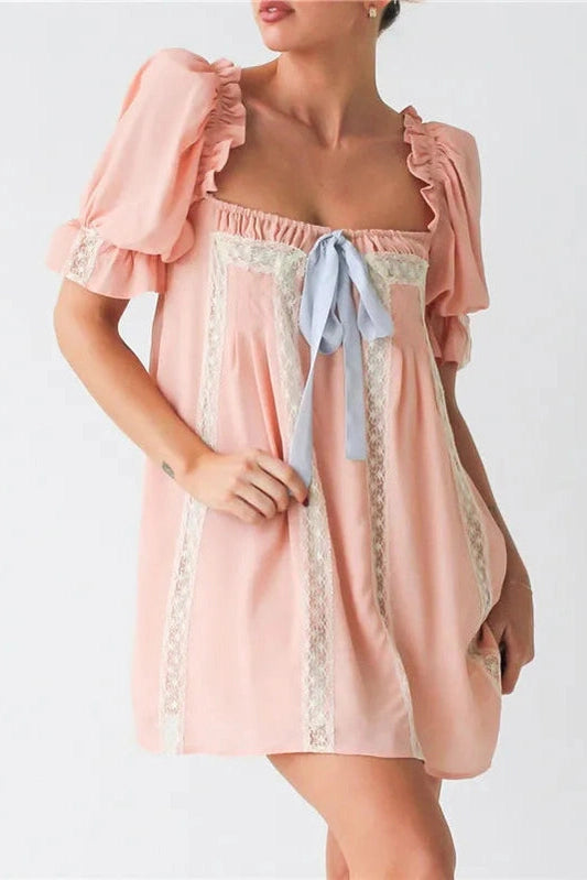 Paige - Playful Elegance Puff Sleeve Mini Dress
