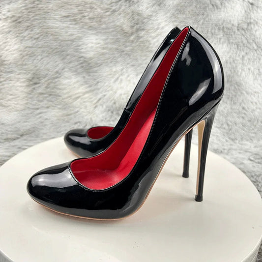 Sonia - Sophisticated Glossy Round Toe Heels