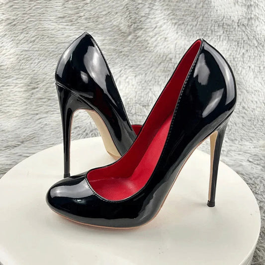 Sonia - Sophisticated Glossy Round Toe Heels