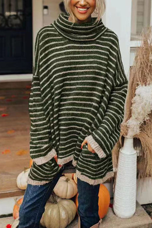 Striped Pocketed Tunic Sweater