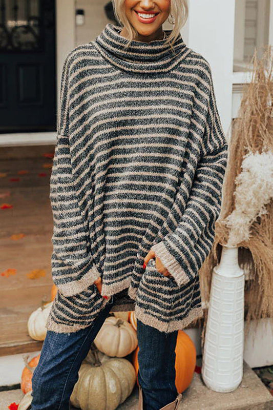 Striped Pocketed Tunic Sweater