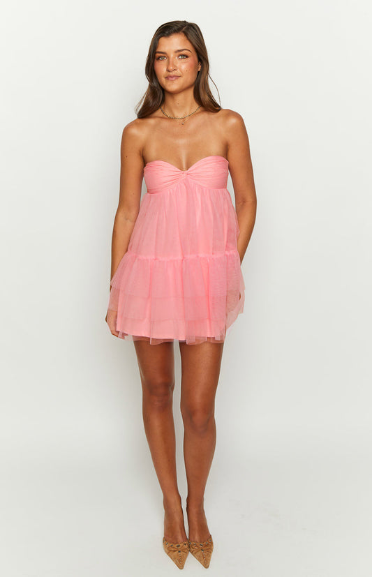Stunning Pink Strapless Mini Dress