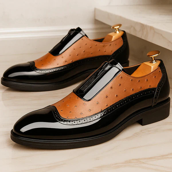 Ostrich Pattern Leather Oxfords Shoes