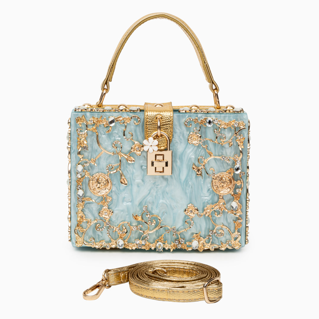 Milana - Modern Floral Acrylic Box Clutch