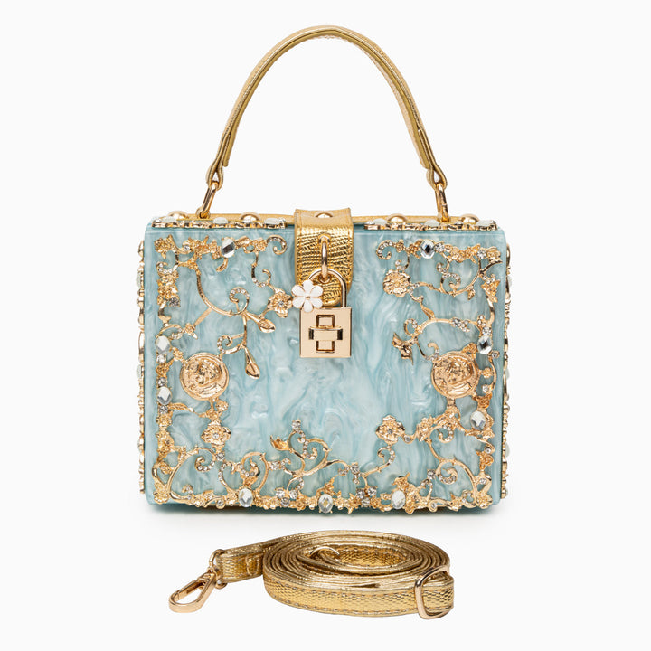 Milana - Modern Floral Acrylic Box Clutch