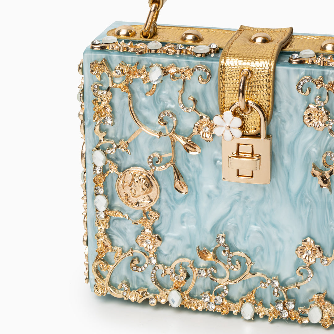 Milana - Modern Floral Acrylic Box Clutch