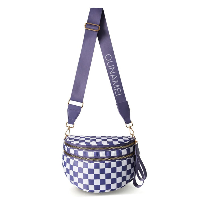 Ounamei Checkered Crossbody Bum Bag for Women Large Capacity Belt Bag for Moms & Everyday Travel