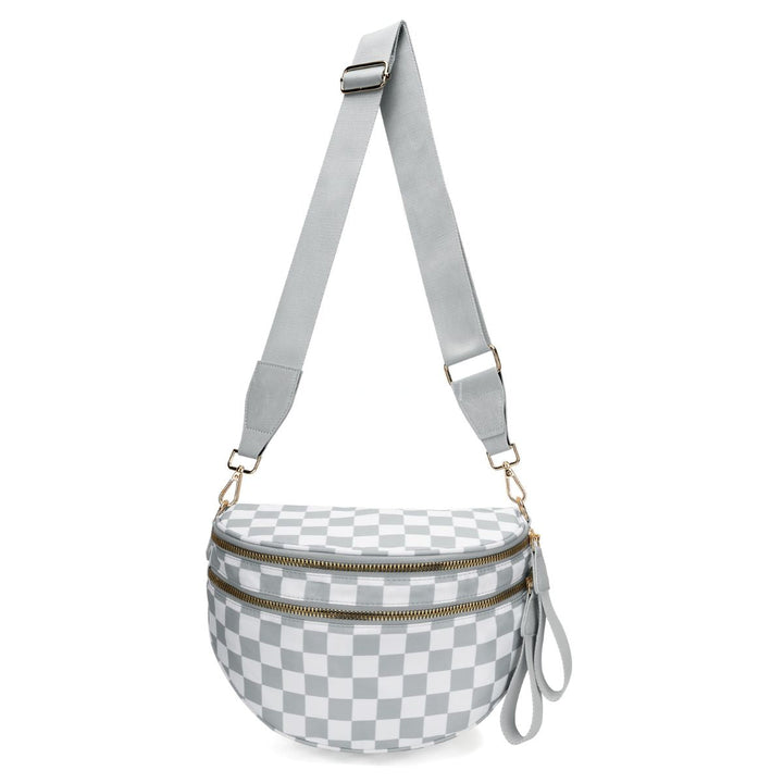 Ounamei Checkered Crossbody Bum Bag for Women Large Capacity Belt Bag for Moms & Everyday Travel