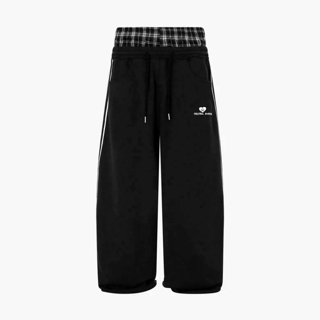 Streetwear Chic Double-Waist Baggy Sweatpants