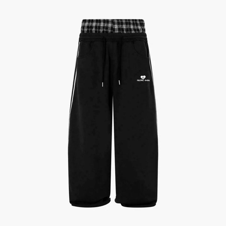 Streetwear Chic Double-Waist Baggy Sweatpants