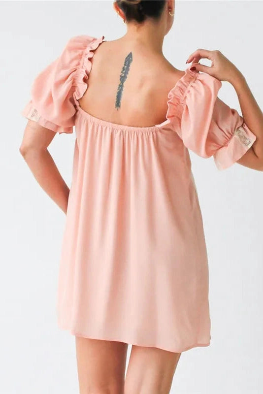 Paige - Playful Elegance Puff Sleeve Mini Dress