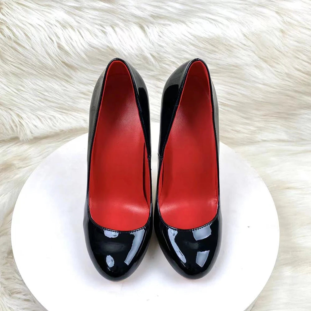 Sonia - Sophisticated Glossy Round Toe Heels
