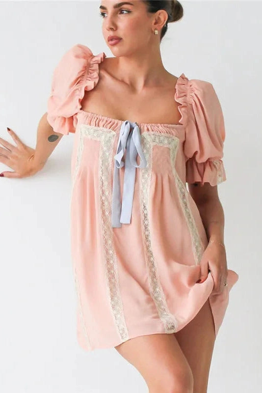 Paige - Playful Elegance Puff Sleeve Mini Dress