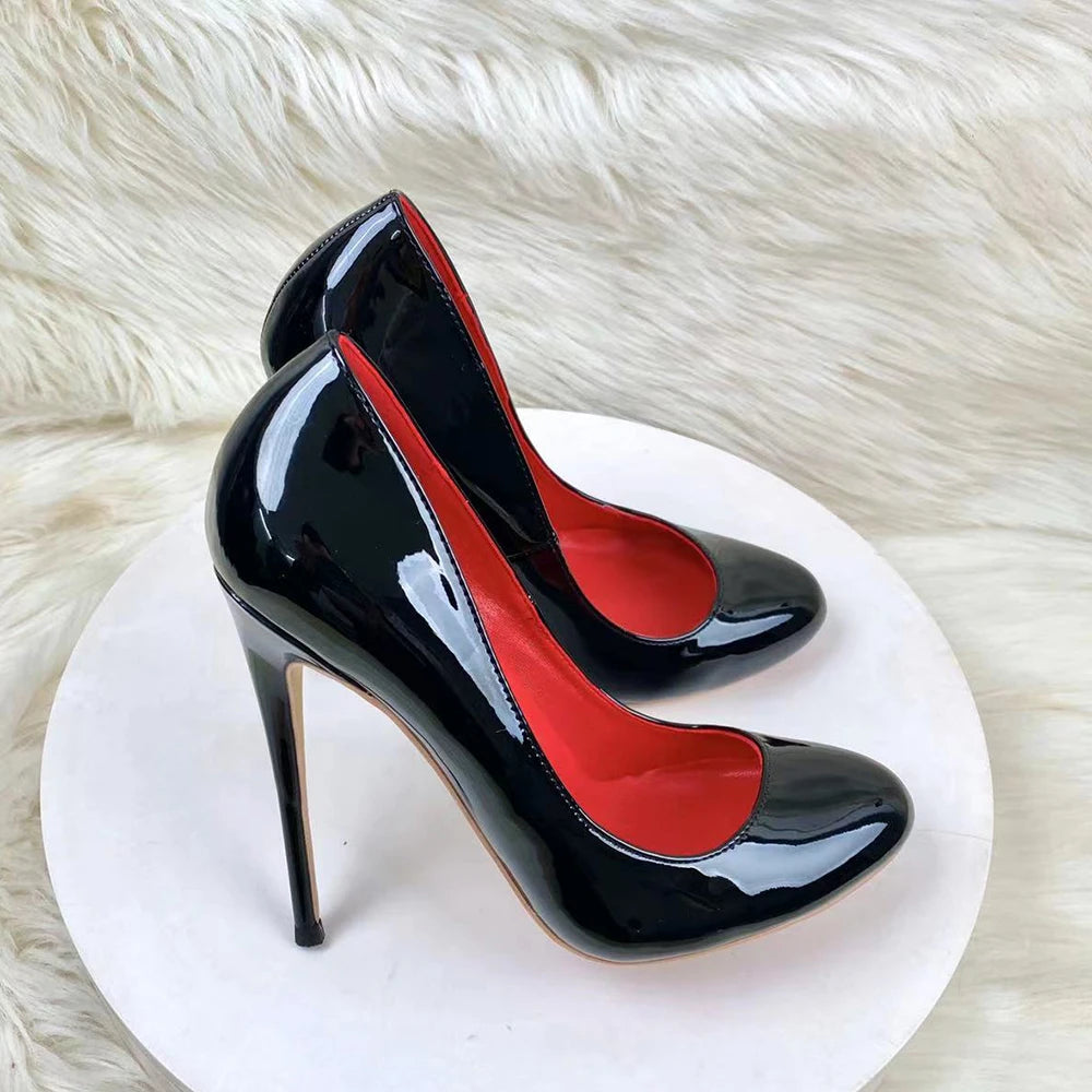 Sonia - Sophisticated Glossy Round Toe Heels