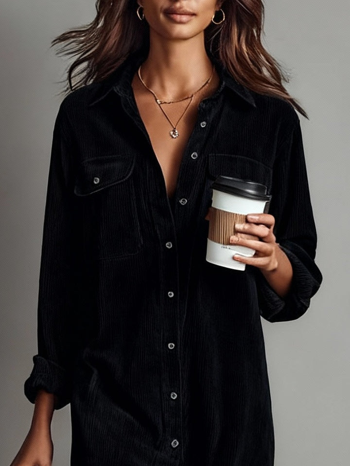 Aura Comfort Corduroy Pocket Midi Dress