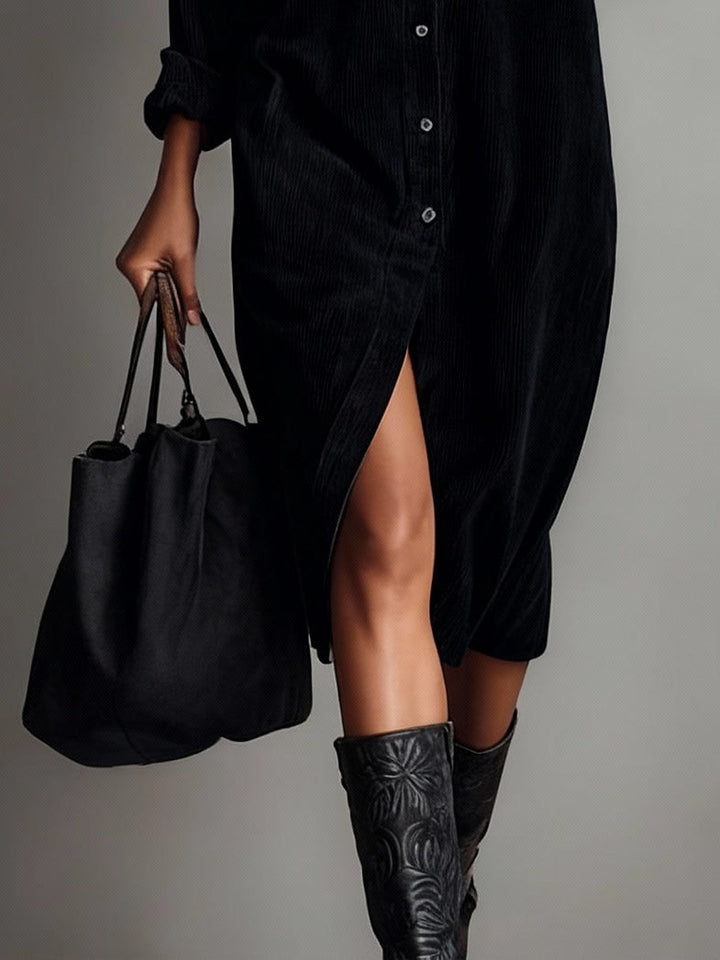 Aura Comfort Corduroy Pocket Midi Dress