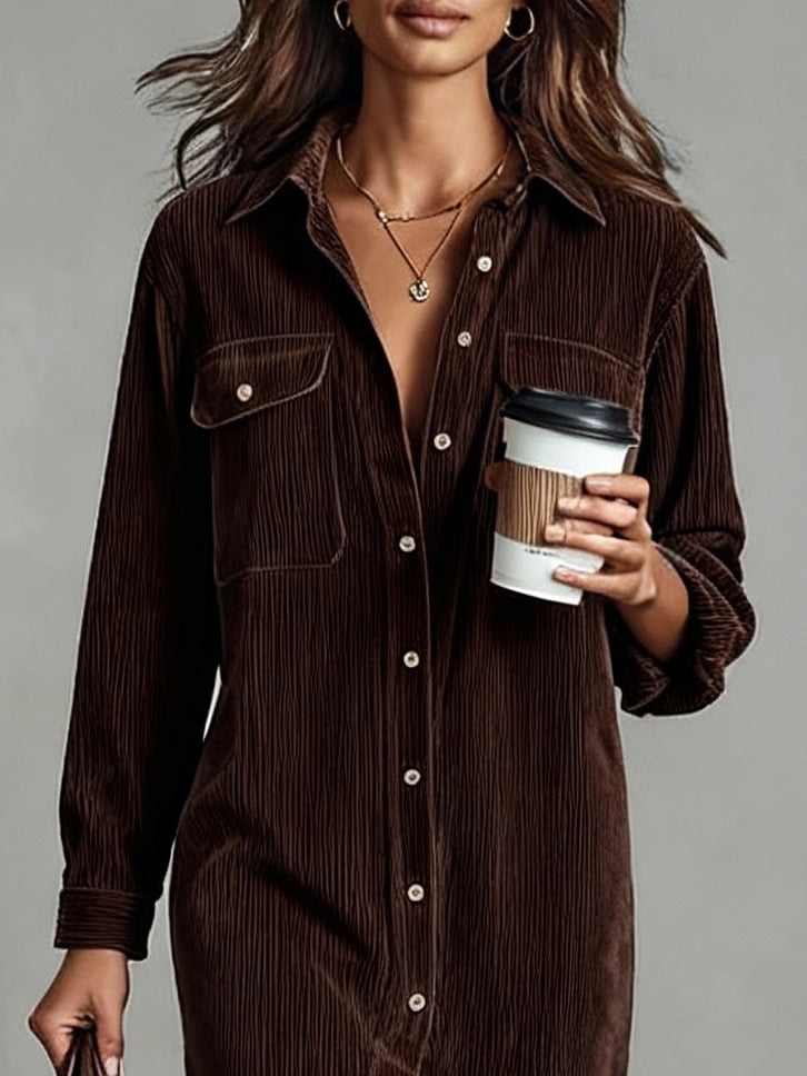 Aura Comfort Corduroy Pocket Midi Dress