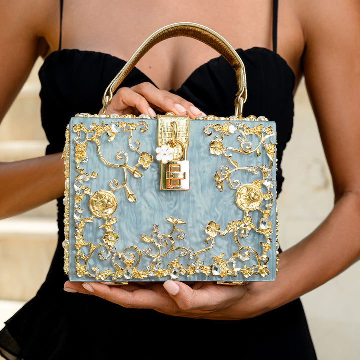 Milana - Modern Floral Acrylic Box Clutch