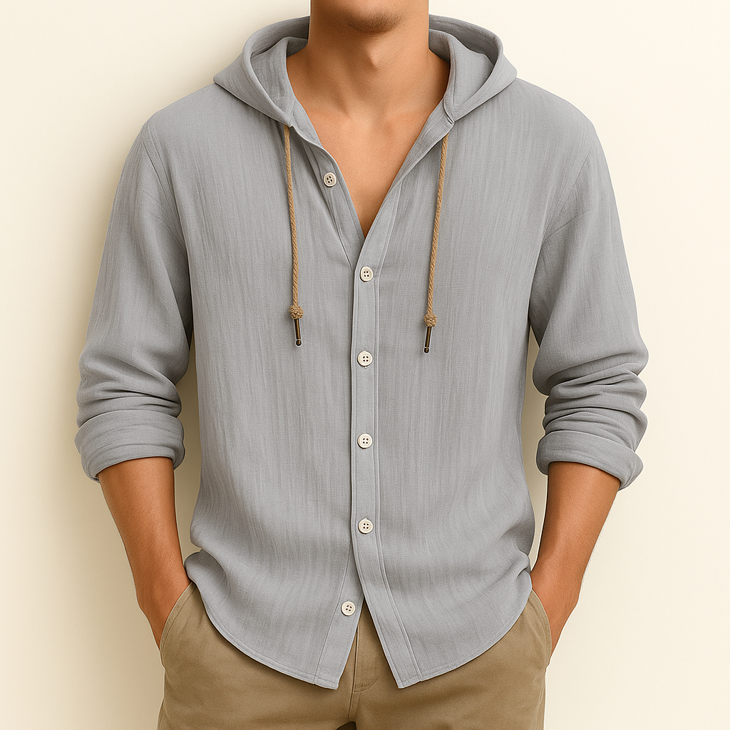Ultra-Breathable Cotton-Linen Hoodie Shirt