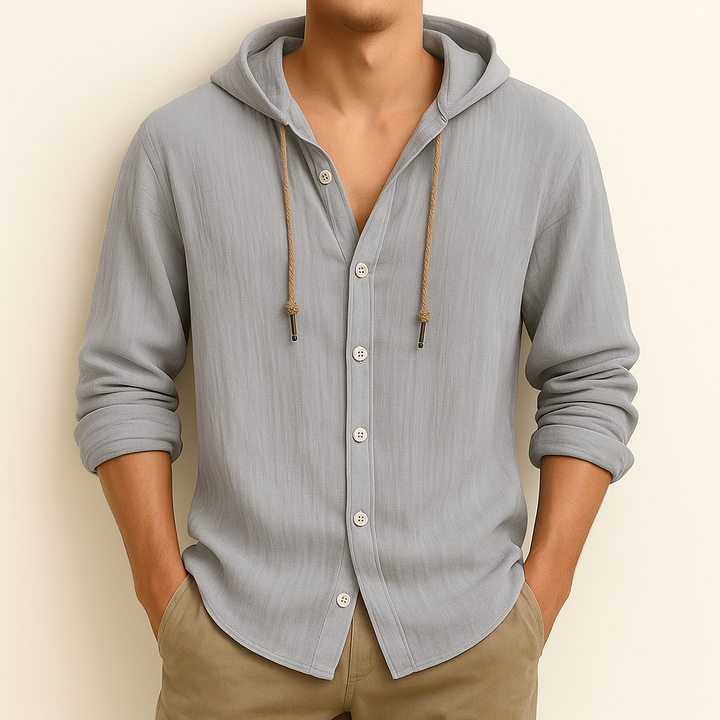 Ultra-Breathable Cotton-Linen Hoodie Shirt