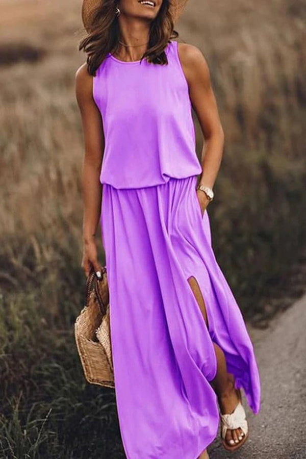 Giselle - Comfort Loose Fit Slit Maxi Dress