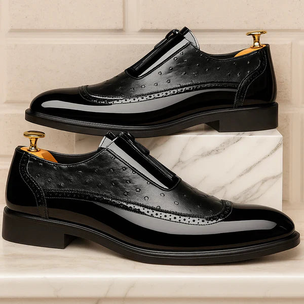 Ostrich Pattern Leather Oxfords Shoes
