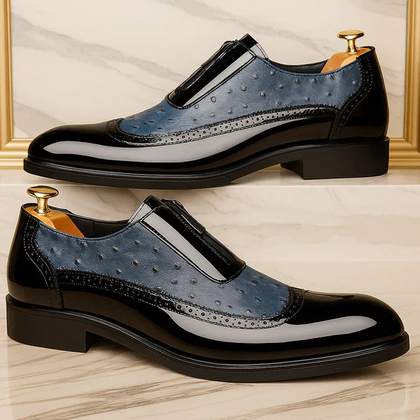 Ostrich Pattern Leather Oxfords Shoes