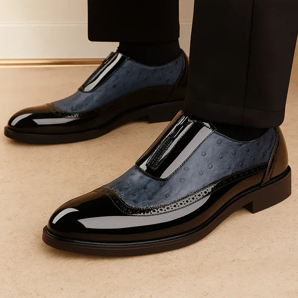 Ostrich Pattern Leather Oxfords Shoes
