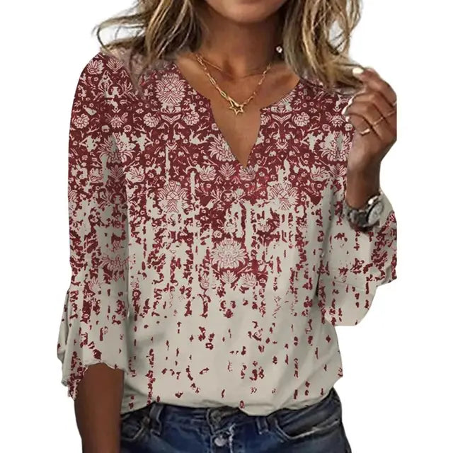 Olivia - Effortless Breezy V-Neck Blouse