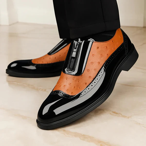 Ostrich Pattern Leather Oxfords Shoes