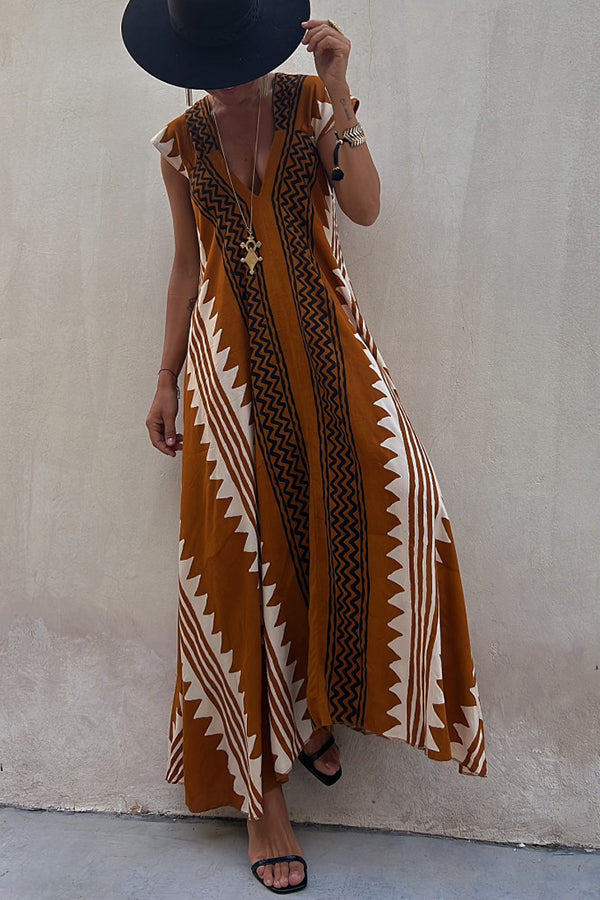 Boho Chic Ethnic Print Maxi Dress