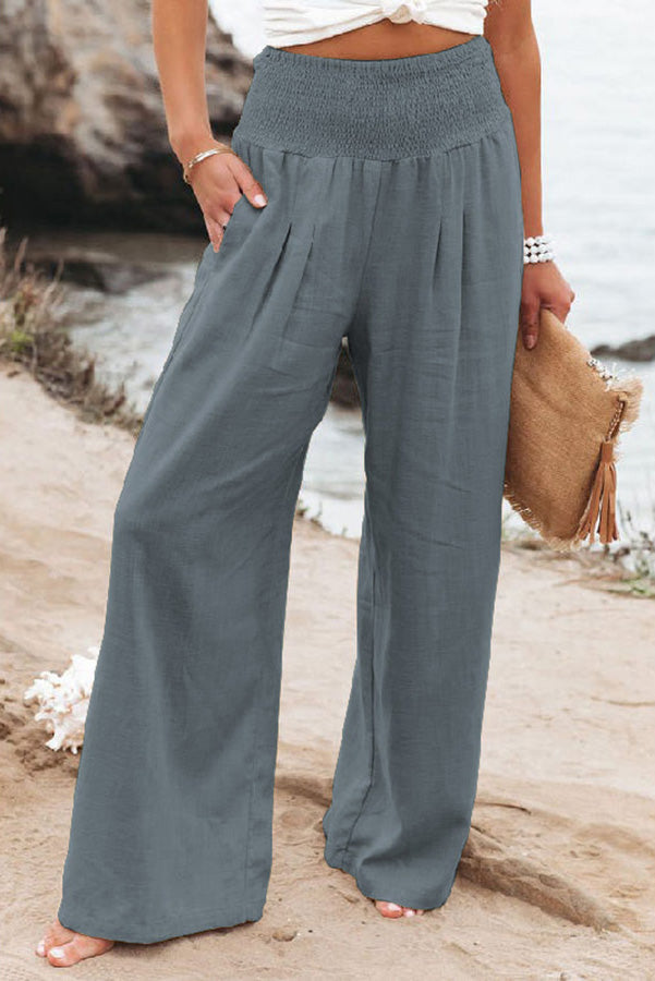 Cora - Effortless Breeze Linen-Blend Smocked Pants