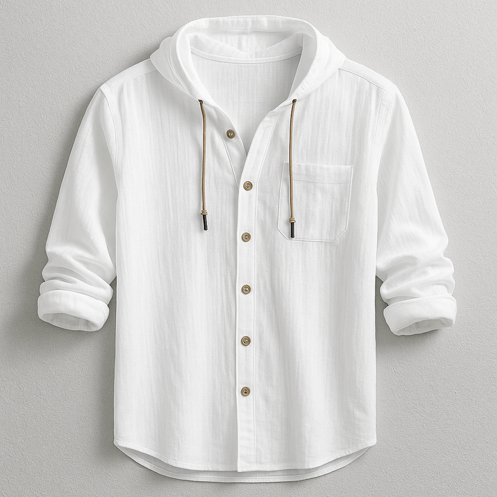 Cotton-Linen Relaxed Hoodie Shirt