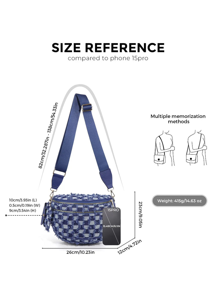 Ounamei Checkered Crossbody Bum Bag for Women Large Capacity Belt Bag for Moms & Everyday Travel