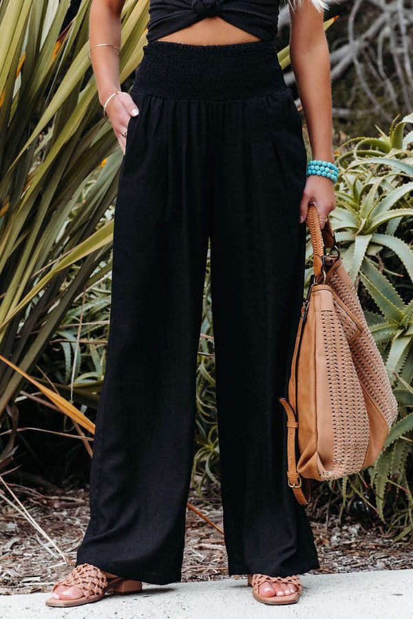 Cora - Effortless Breeze Linen-Blend Smocked Pants