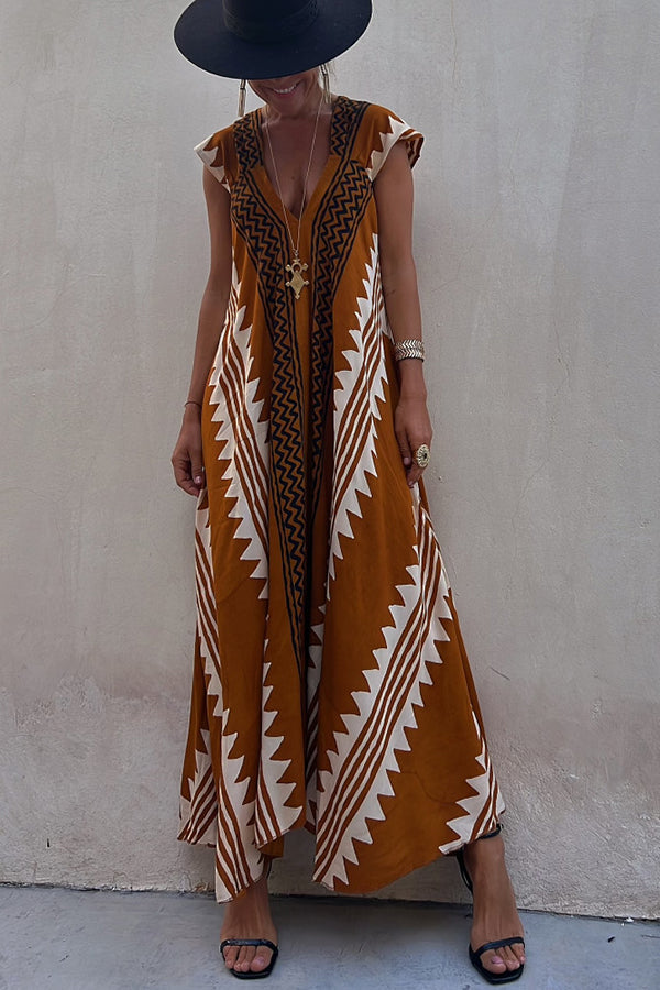 Boho Chic Ethnic Print Maxi Dress
