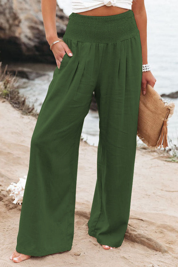 Airy Comfort Linen Blend Smocked Pants