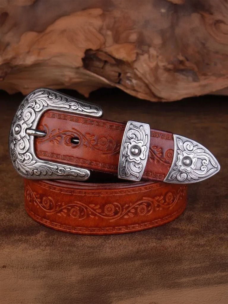 Bomeu - Regal Cross & Crown Western Leather Belt