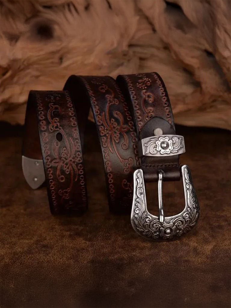 Bomeu - Regal Cross & Crown Western Leather Belt
