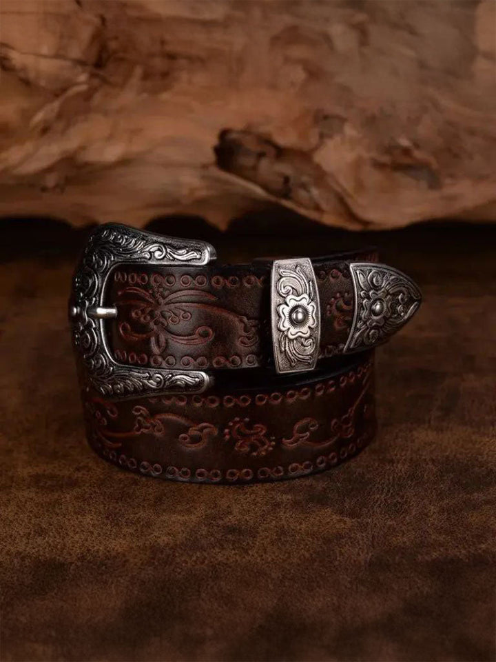 Bomeu - Regal Cross & Crown Western Leather Belt
