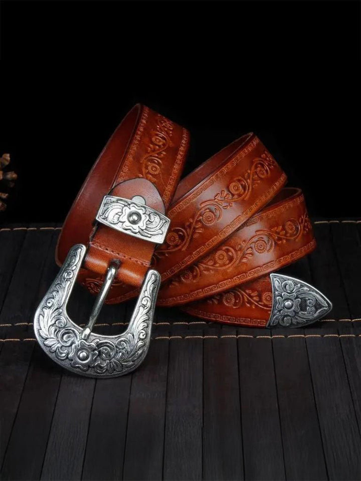 Bomeu - Regal Cross & Crown Western Leather Belt