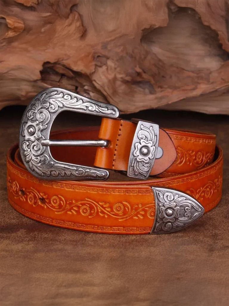 Bomeu - Regal Cross & Crown Western Leather Belt