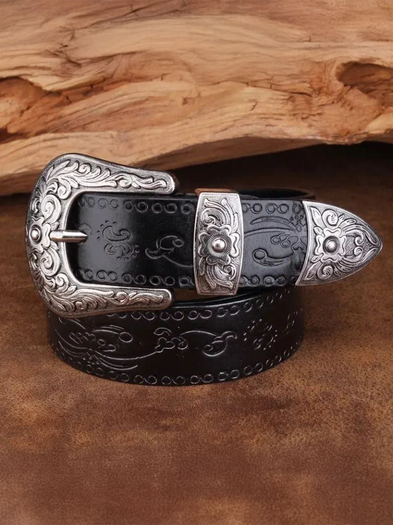 Bomeu - Regal Cross & Crown Western Leather Belt