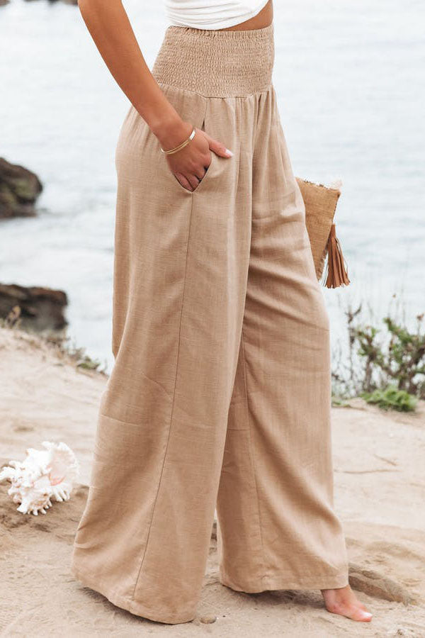 Cora - Effortless Breeze Linen-Blend Smocked Pants