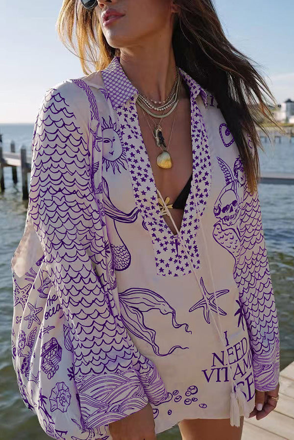 Satin Letter Print Vacation Set