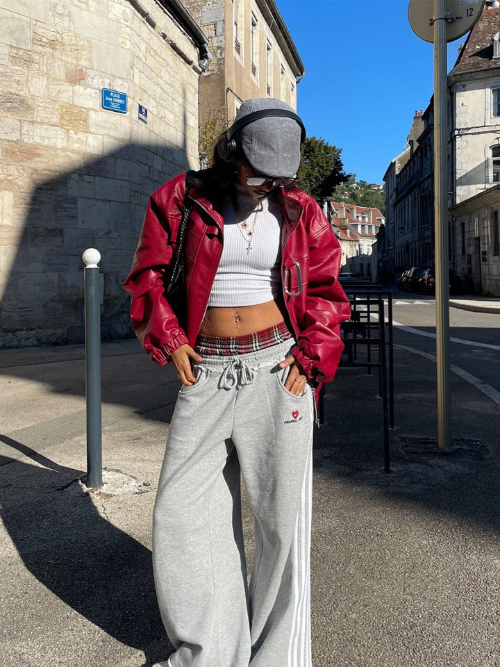 Streetwear Chic Double-Waist Baggy Sweatpants
